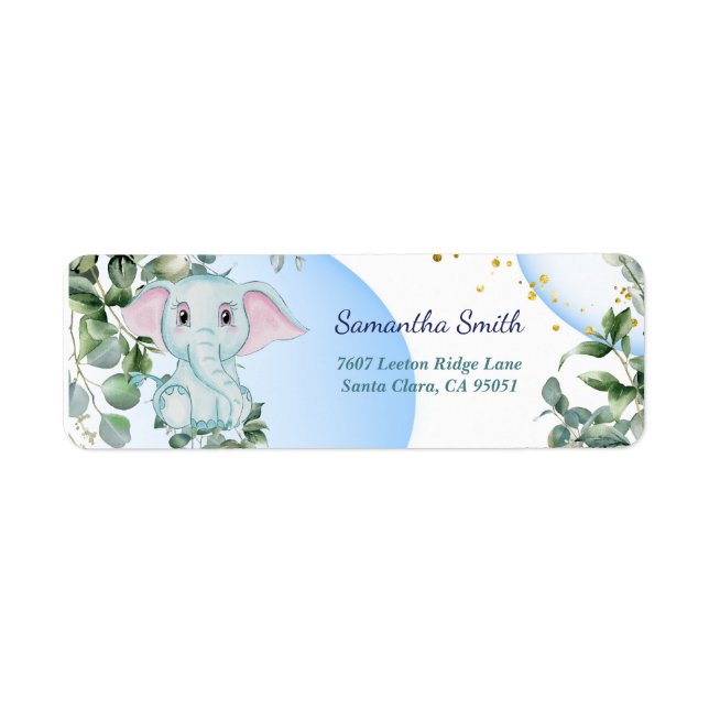 Cute Elephant with Eucalyptus with Blue Bubble (Front)