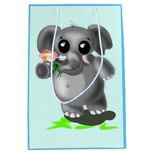 Cute Elephant with Flower Gift Bag - Customizable