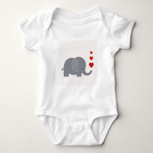 Cute elephant with hearts whimsical love baby bodysuit