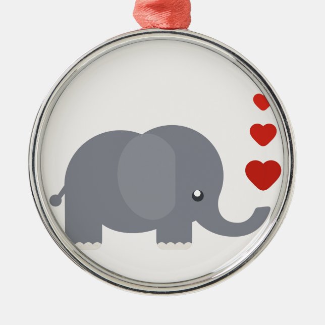 Cute elephant with hearts whimsical love metal ornament (Front)