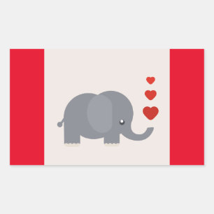 Cute elephant with hearts whimsical love sticker