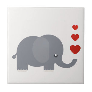 Cute elephant with hearts whimsical love tile