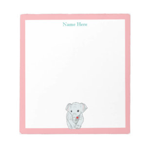 Cute Elephant with Light Pink Frame Simple Notepad