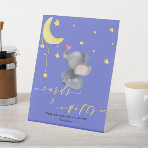 Cute Elephant With Little Butterfly Baby Shower Pedestal Sign