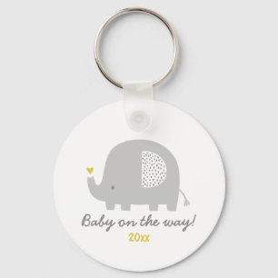 Cute elephant with year of birth keychain