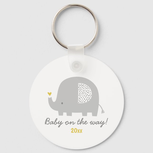 Cute elephant with year of birth keychain (Front)