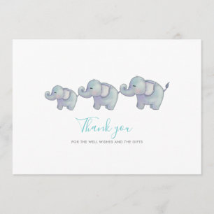 Cute Elephants Blue Boy Baby Shower Thank You