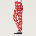 Cute Elephants Christmas Sweater Holiday Pattern Leggings<br><div class="desc">Cute Christmas Sweater Pattern with white elephants. These red and white Christmas leggings are fun and festive for a holiday party and comfortable for relaxing at home. A fun gift for the elephant lover in your life. Visit Jenn's Doodle World for more animal lover Xmas leggings, and more gifts that...</div>