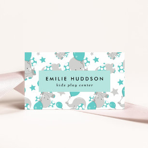 Cute Elephants, Kids Play Centre, Activity Centre Business Card