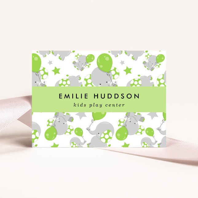 Cute Elephants, Kids Play Centre, Activity Centre Business Card (Creator Uploaded)