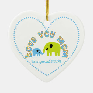 Cute Elephants Mother Child Mother's Day gift Ceramic Ornament