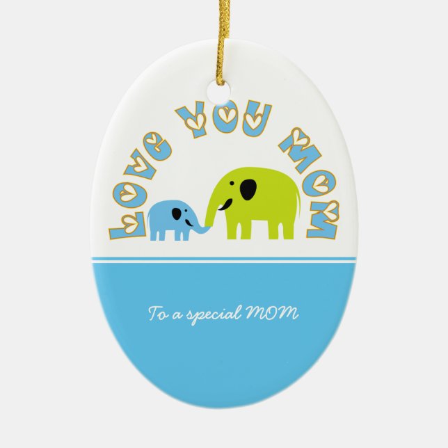 Cute Elephants Mother Child Mother's Day gift Ceramic Ornament (Front)
