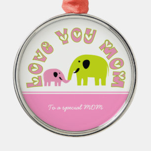 Cute Elephants Mother Child Mother's Day gift Metal Ornament