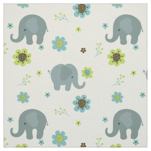 Cute Elephants Nursery Fabric