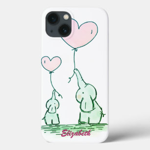 Cute Elephants With Balloons  -Personalized  iPhone 13 Case