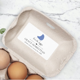 Cute élevage de poulet Blue Oeuf Carton Étiquette