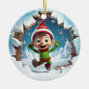 Cute Elf 3D Ceramic Ornament
