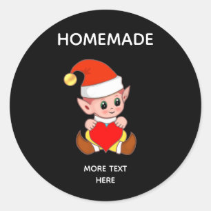Cute Elf and Homemade Text Classic Round Sticker