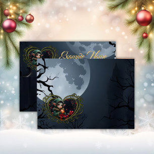 Cute Elf Child in Green Hooded Coat Envelope