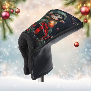 Cute Elf Child in Green Hooded Coat Golf Head Cover