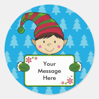 Cute Elf Christmas Gift Tag Sticker