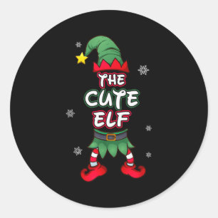 Cute Elf Christmas Pajamas Pjs Matching Family Gro Classic Round Sticker