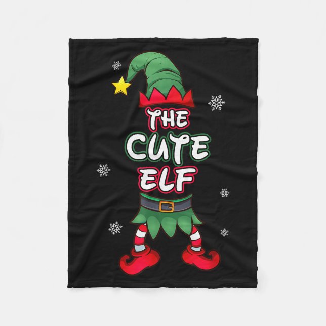 Cute Elf Christmas Pajamas Pjs Matching Family Gro Fleece Blanket (Front)