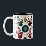 Cute Elf Dolls Crafty Holiday Collage Two-Tone Coffee Mug<br><div class="desc">Brighten your morning with this whimsical Cute Elf Dolls Crafty Holiday Collage Two-Tone Coffee Mug! This design is a celebration of fun and creativity, featuring four playful Elf Dolls surrounded by festive elements like snow, pinecones, and a fun paint palette. It perfectly captures the joy of "Making Memories, Wrapping Love"...</div>