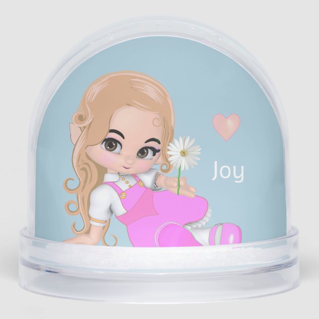 Cute Elf Fairy avec Daisy Flower Globe de neige (Avant)