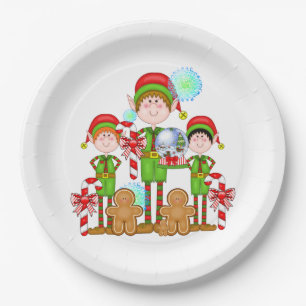 Cute elf helpers thank you party paper plate