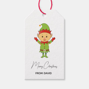 Cute Elf Personalized Merry Christmas Gift Tags
