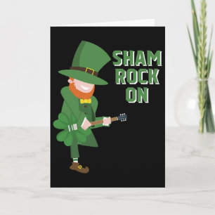 Cute Elf Playing Shamrock Guitar - St. Patricks Da Card