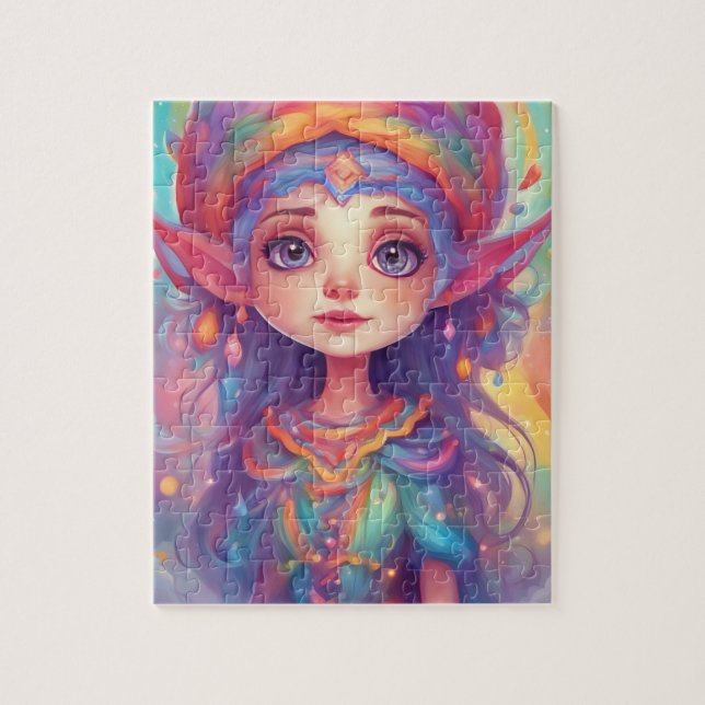 Cute elf princess in enchanted forest jigsaw puzzle (Vertical)