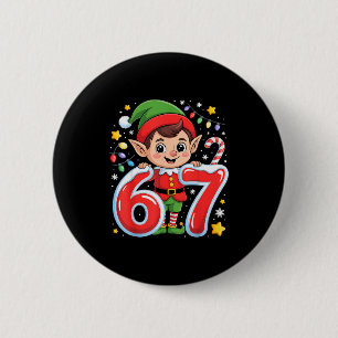 Cute Elf Six Seven 6 7 Meme Funny Christmas Costum 2 Inch Round Button