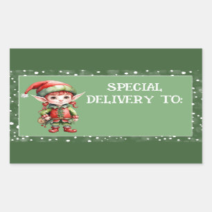 cute elf special delivery personalised sticker