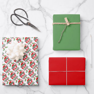 Cute ELF WATCHING Christmas  Coordinated   Wrapping Paper Sheet