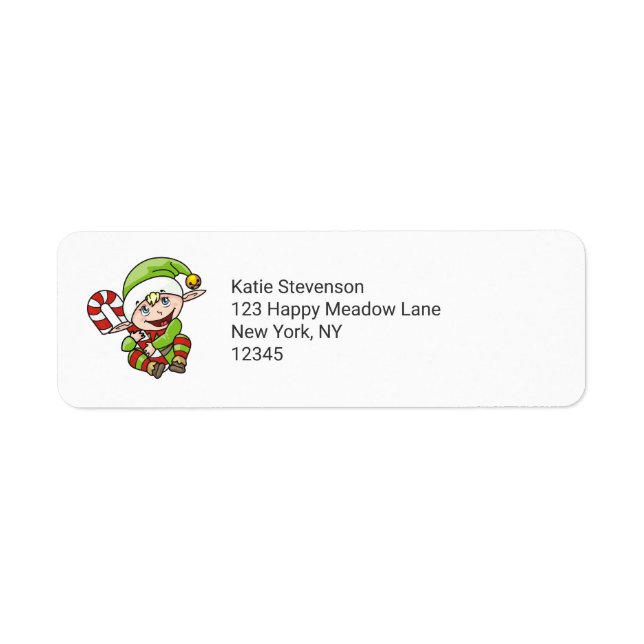 Cute Elf with Christmas Cane Merry Christmas (Front)