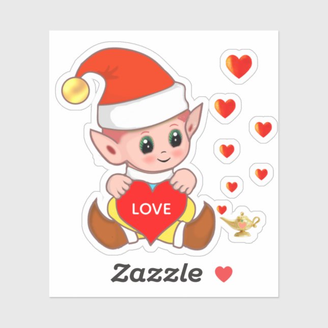 Cute elf with love hearts (Sheet)