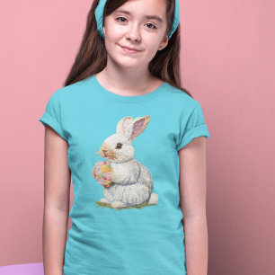 Cute Embroidered look Easter Bunny T-Shirt