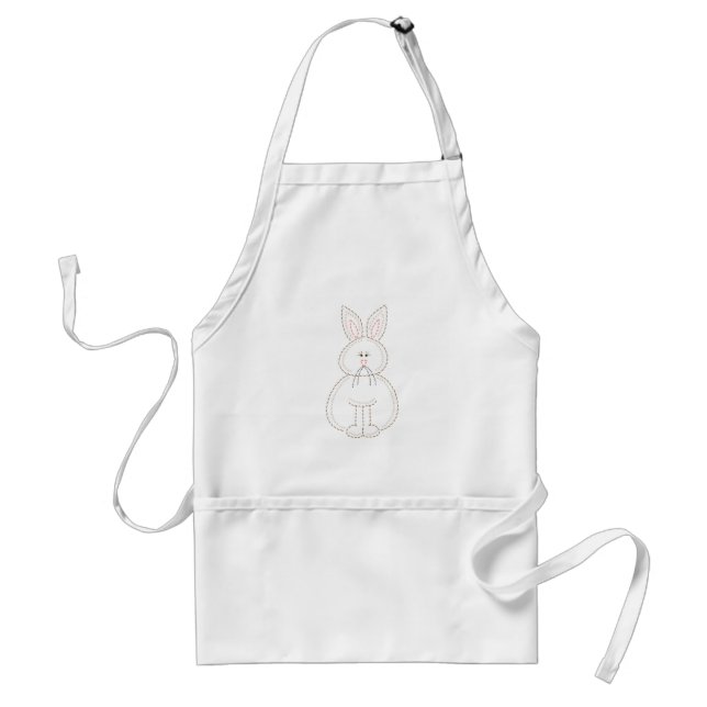 Cute Embroidery Style Bunny Rabbit Standard Apron (Front)