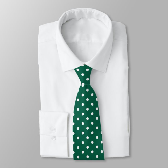 Cute emerald green and white small polka dots tie (Tied)