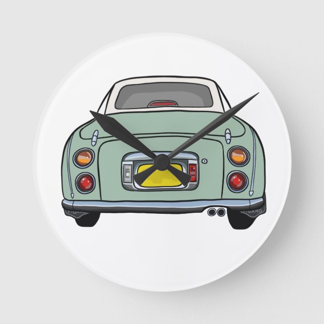Cute Emerald Green Figaro Car Garage Clock (Front)