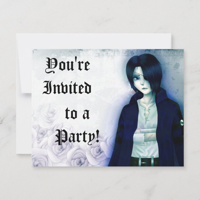 Cute emo boy party invitations (Front)