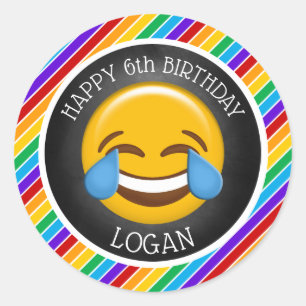 Cute Emoji Birthday Party Classic Round Sticker