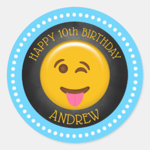 Cute Emoji Birthday Party Classic Round Sticker