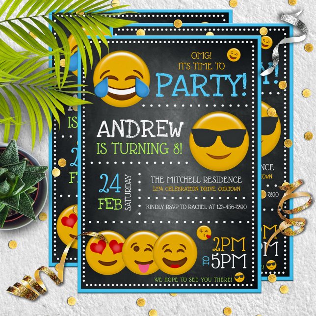 Cute Emoji Boy's Birthday Party Invitations (Creator Uploaded)
