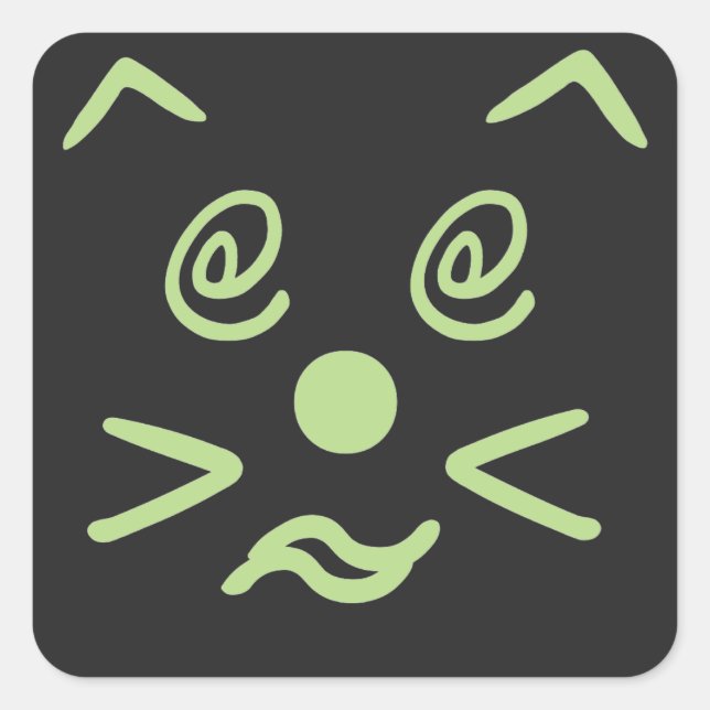 Cute Emoji Cat Face Square Sticker (Front)