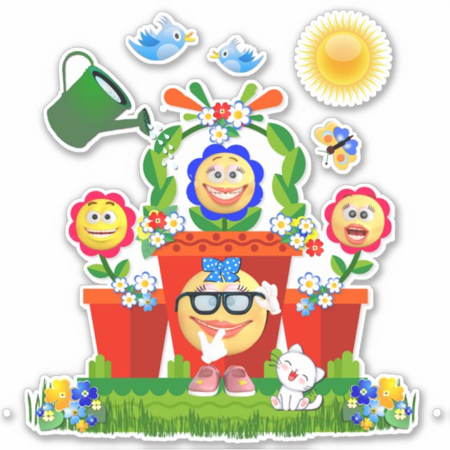 Cute Emoji Characters  Contour Sticker (Front)
