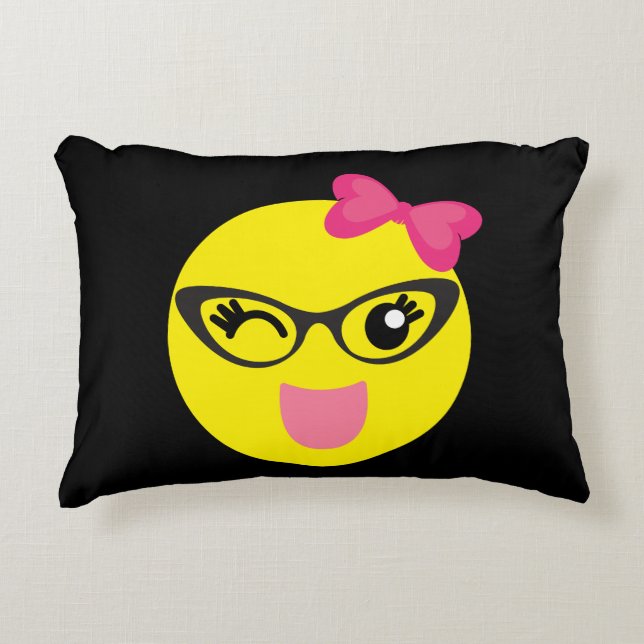 Cute Emoji Girl Accent Pillow (Front)