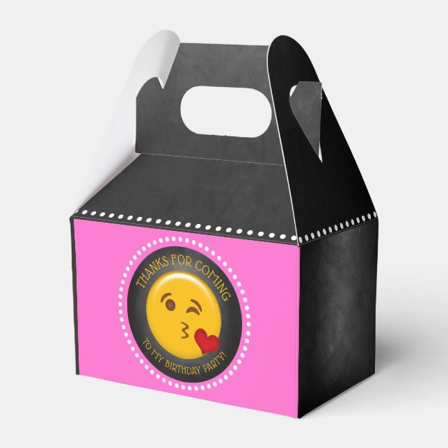 Cute Emoji Girl's Birthday Party Favor Box (Front Side)